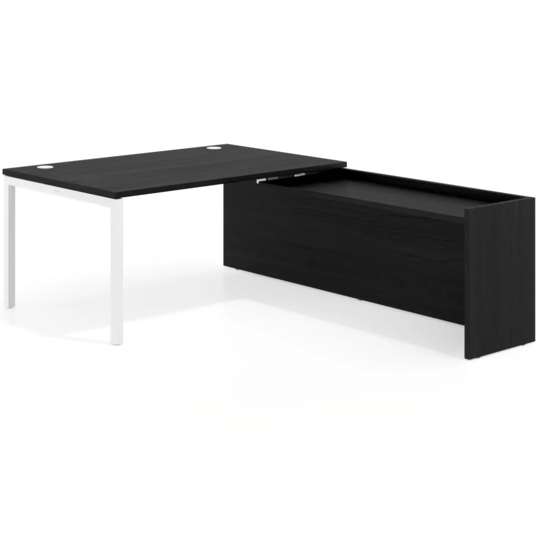 Mesa de dirección en L Kube fondo 100cm con ala WorkPlus estructura blanco