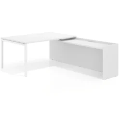 Mesa de dirección en L Kube fondo 100cm con ala WorkPlus estructura blanco