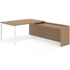 Mesa de dirección en L Kube fondo 100cm con ala WorkPlus estructura blanco