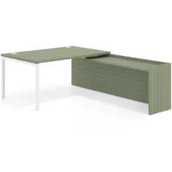Mesa de dirección en L Kube fondo 100cm con ala WorkPlus estructura blanco