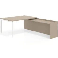 Mesa de dirección en L Kube fondo 100cm con ala WorkPlus estructura blanco