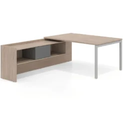 Mesa de dirección en L Kube fondo 100cm con ala+cajones WorkPlus estructura aluminio