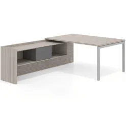 Mesa de dirección en L Kube fondo 100cm con ala+cajones WorkPlus estructura aluminio
