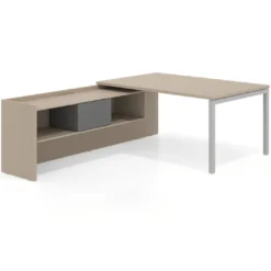 Mesa de dirección en L Kube fondo 100cm con ala+cajones WorkPlus estructura aluminio