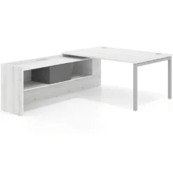 Mesa de dirección en L Kube fondo 100cm con ala+cajones WorkPlus estructura aluminio