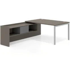 Mesa de dirección en L Kube fondo 100cm con ala+cajones WorkPlus estructura aluminio
