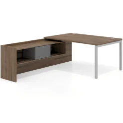 Mesa de dirección en L Kube fondo 100cm con ala+cajones WorkPlus estructura aluminio