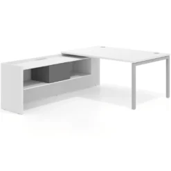 Mesa de dirección en L Kube fondo 100cm con ala+cajones WorkPlus estructura aluminio