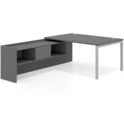 Mesa de dirección en L Kube fondo 100cm con ala+cajones WorkPlus estructura aluminio