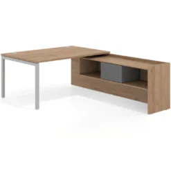 Mesa de dirección en L Kube fondo 100cm con ala+cajones WorkPlus estructura aluminio