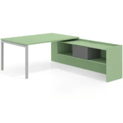 Mesa de dirección en L Kube fondo 100cm con ala+cajones WorkPlus estructura aluminio