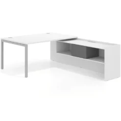 Mesa de dirección en L Kube fondo 100cm con ala+cajones WorkPlus estructura aluminio
