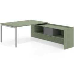 Mesa de dirección en L Kube fondo 100cm con ala+cajones WorkPlus estructura aluminio