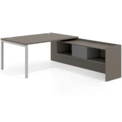 Mesa de dirección en L Kube fondo 100cm con ala+cajones WorkPlus estructura aluminio