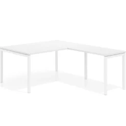 Mesa de dirección en L Kube fondo 100 con ala ancha, estructura blanca
