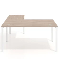 Mesa de dirección en L Kube fondo 100 con ala ancha, estructura blanca