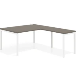 Mesa de dirección en L Kube fondo 100 con ala ancha, estructura blanca