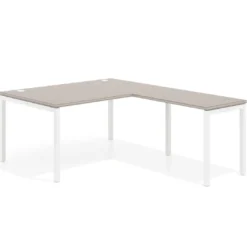Mesa de dirección en L Kube fondo 100 con ala ancha, estructura blanca