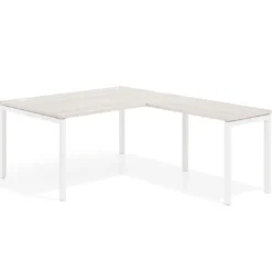 Mesa de dirección en L Kube fondo 100 con ala ancha, estructura blanca