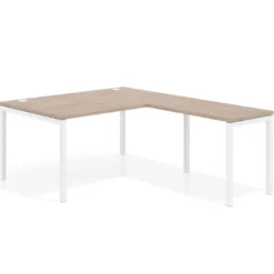 Mesa de dirección en L Kube fondo 100 con ala ancha, estructura blanca