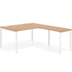 Mesa de dirección en L Kube fondo 100 con ala ancha, estructura blanca