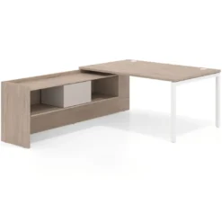 Mesa de dirección en L Kube fondo 100cm con ala+cajones WorkPlus estructura blanco