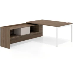 Mesa de dirección en L Kube fondo 100cm con ala+cajones WorkPlus estructura blanco