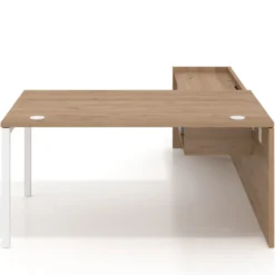 Mesa de dirección en L Kube fondo 100cm con ala+cajones WorkPlus estructura blanco