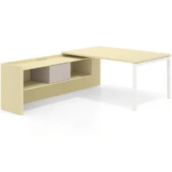 Mesa de dirección en L Kube fondo 100cm con ala+cajones WorkPlus estructura blanco