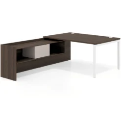 Mesa de dirección en L Kube fondo 100cm con ala+cajones WorkPlus estructura blanco