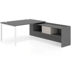 Mesa de dirección en L Kube fondo 100cm con ala+cajones WorkPlus estructura blanco
