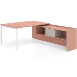 Mesa de dirección en L Kube fondo 100cm con ala+cajones WorkPlus estructura blanco
