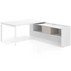 Mesa de dirección en L Kube fondo 100cm con ala+cajones WorkPlus estructura blanco