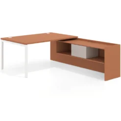 Mesa de dirección en L Kube fondo 100cm con ala+cajones WorkPlus estructura blanco