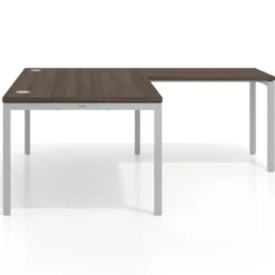 Mesa de dirección en L Kube fondo 100 con ala ancha, estructura aluminio