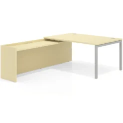 Mesa de dirección en L Kube fondo 100cm con ala WorkPlus estructura aluminio