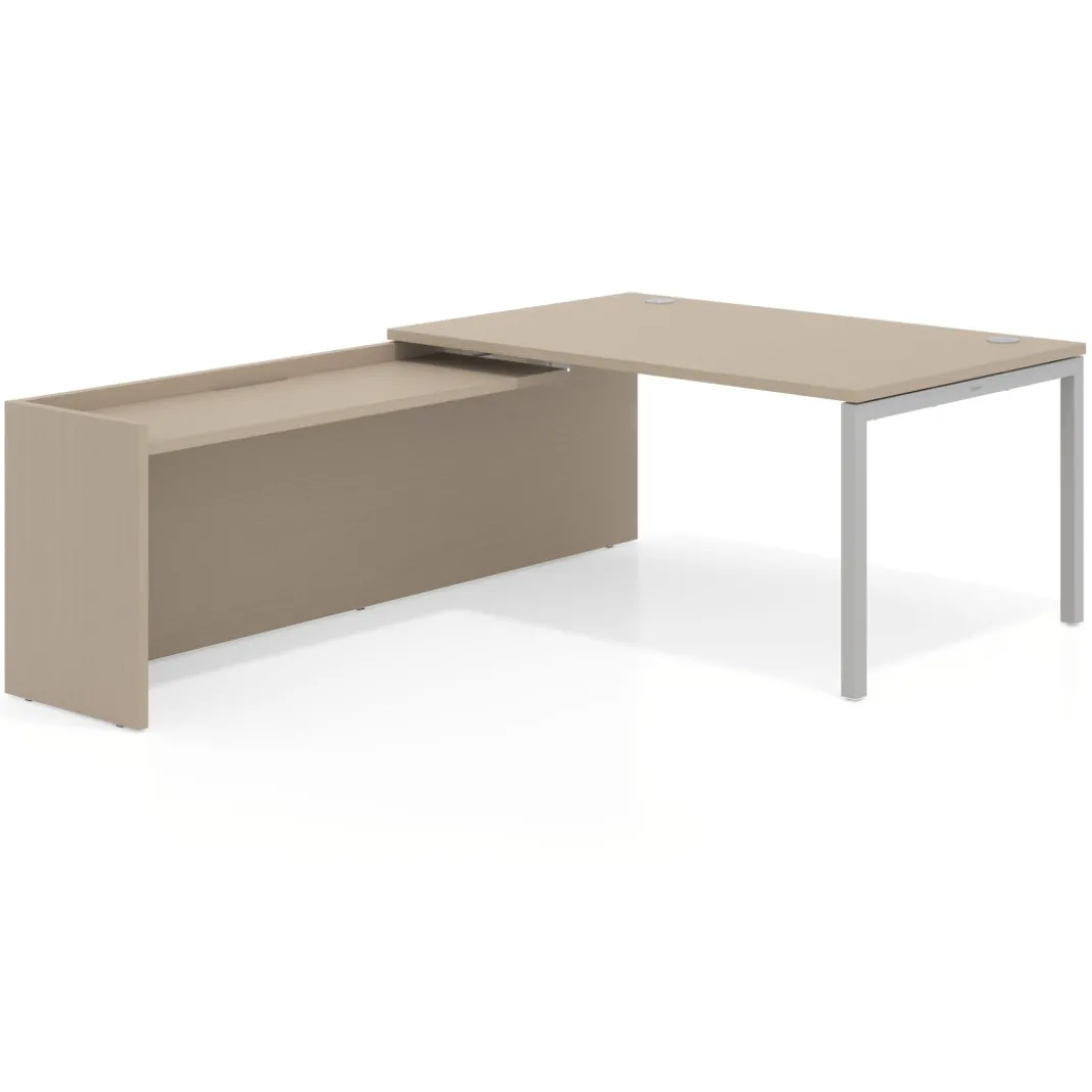 Mesa de dirección en L Kube fondo 100cm con ala WorkPlus estructura aluminio