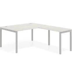 Mesa de dirección en L Kube fondo 100 con ala ancha, estructura aluminio