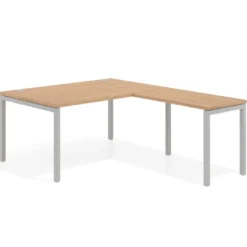 Mesa de dirección en L Kube fondo 100 con ala ancha, estructura aluminio