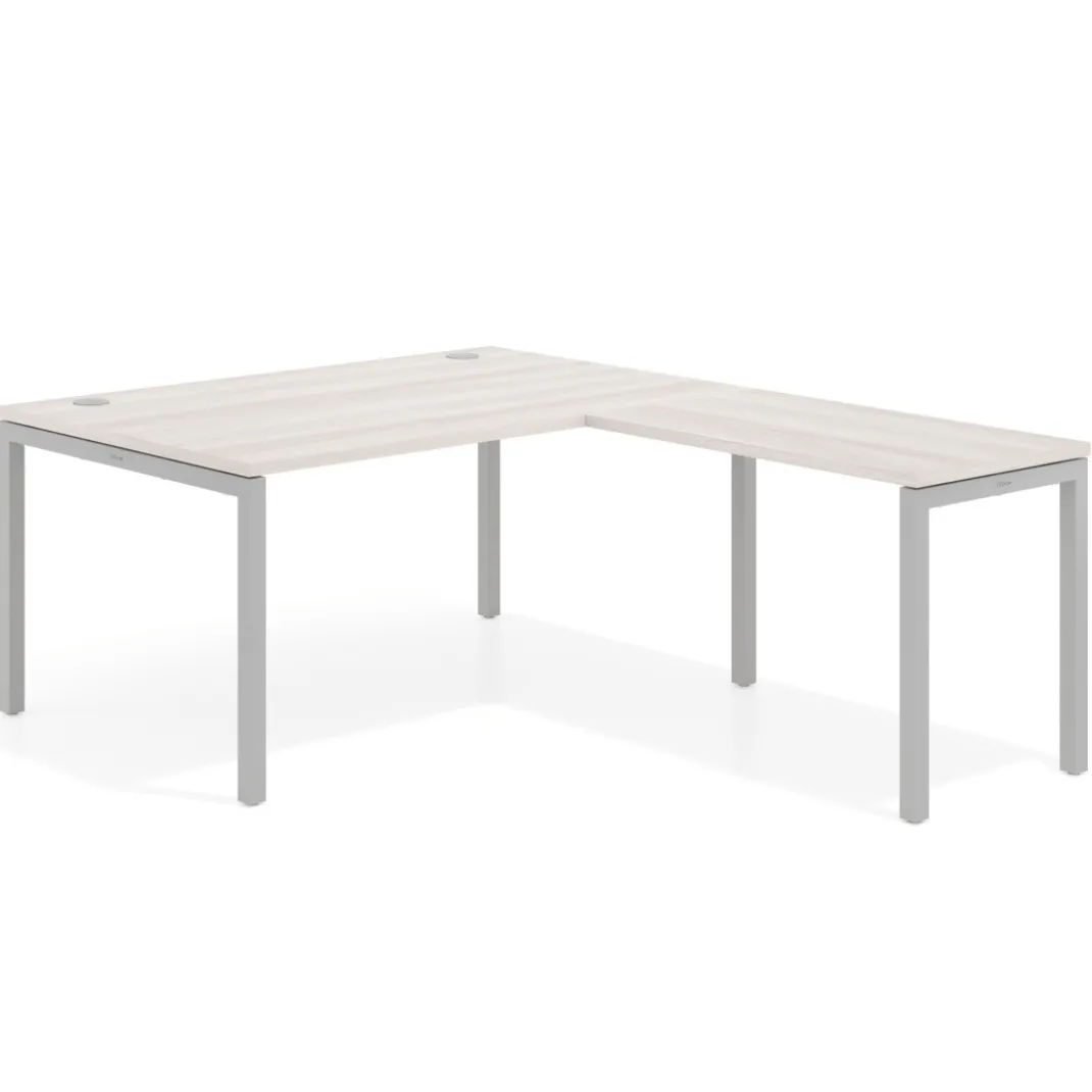 Mesa de dirección en L Kube fondo 100 con ala ancha, estructura aluminio