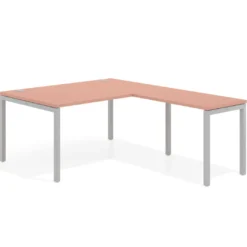 Mesa de dirección en L Kube fondo 100 con ala ancha, estructura aluminio