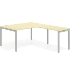 Mesa de dirección en L Kube fondo 100 con ala ancha, estructura aluminio