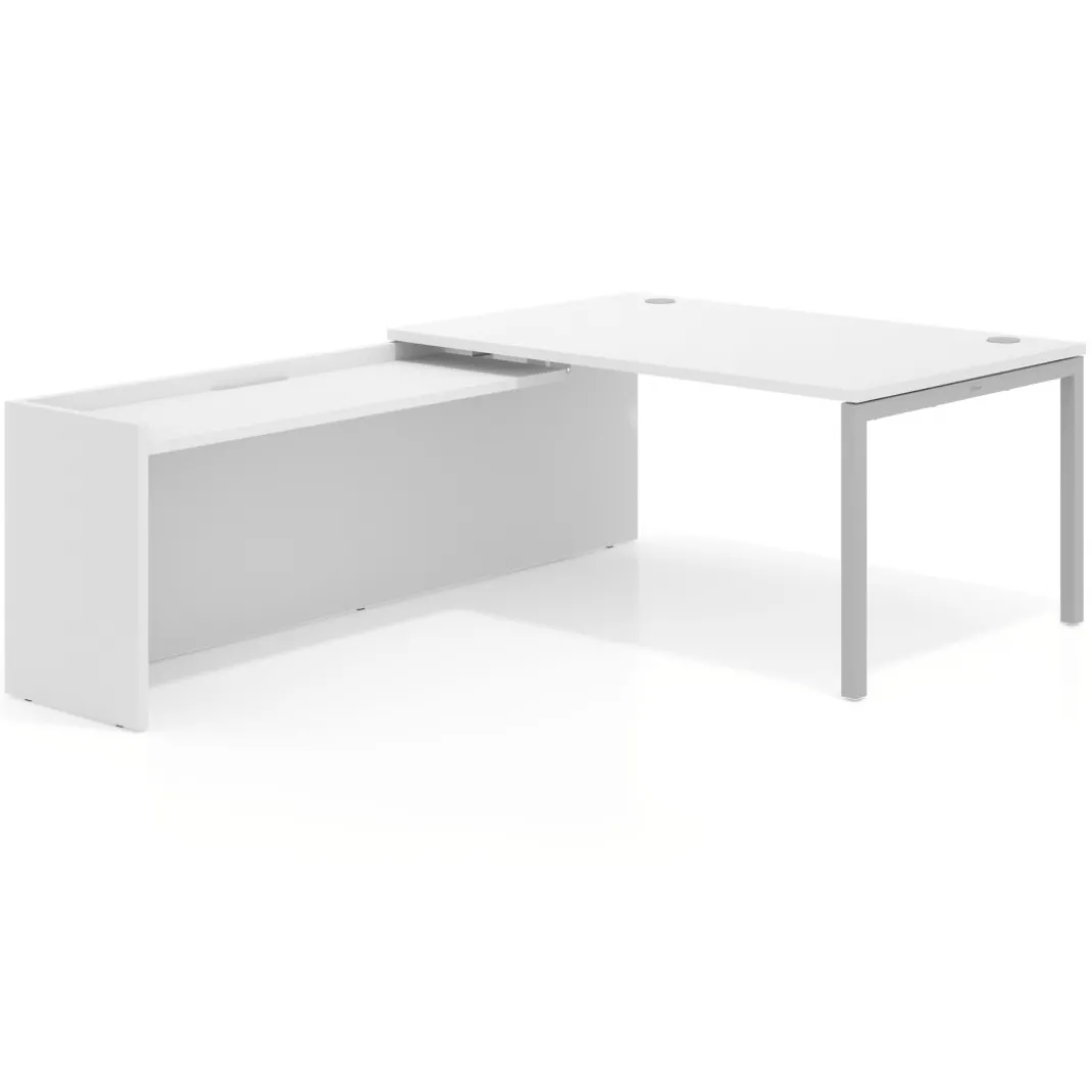 Mesa de dirección en L Kube fondo 100cm con ala WorkPlus estructura aluminio