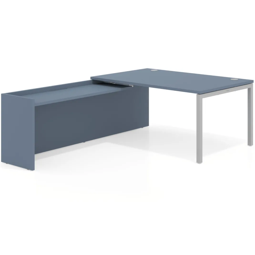Mesa de dirección en L Kube fondo 100cm con ala WorkPlus estructura aluminio