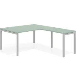Mesa de dirección en L Kube fondo 100 con ala ancha, estructura aluminio