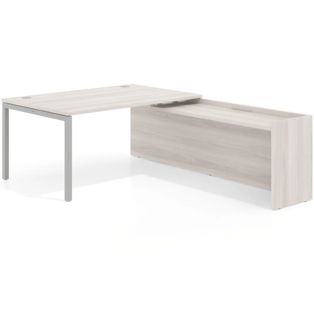 Mesa de dirección en L Kube fondo 100cm con ala WorkPlus estructura aluminio