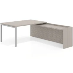 Mesa de dirección en L Kube fondo 100cm con ala WorkPlus estructura aluminio