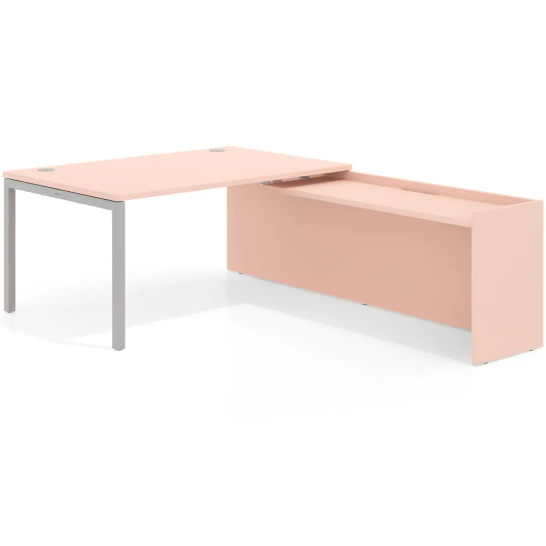 Mesa de dirección en L Kube fondo 100cm con ala WorkPlus estructura aluminio