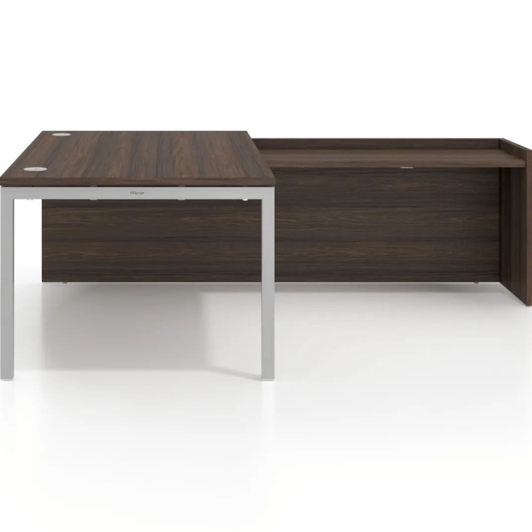 Mesa de dirección en L Kube fondo 100cm con ala WorkPlus estructura aluminio