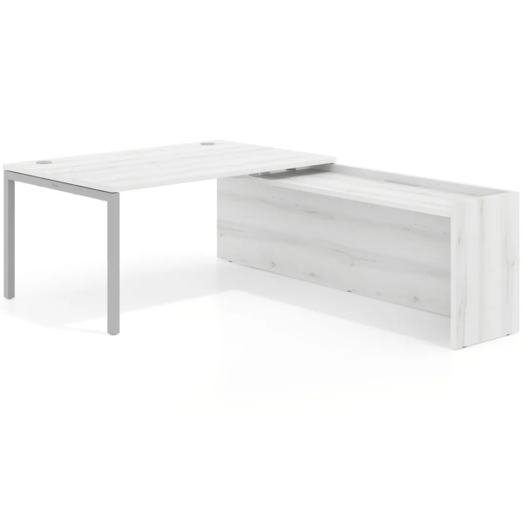 Mesa de dirección en L Kube fondo 100cm con ala WorkPlus estructura aluminio